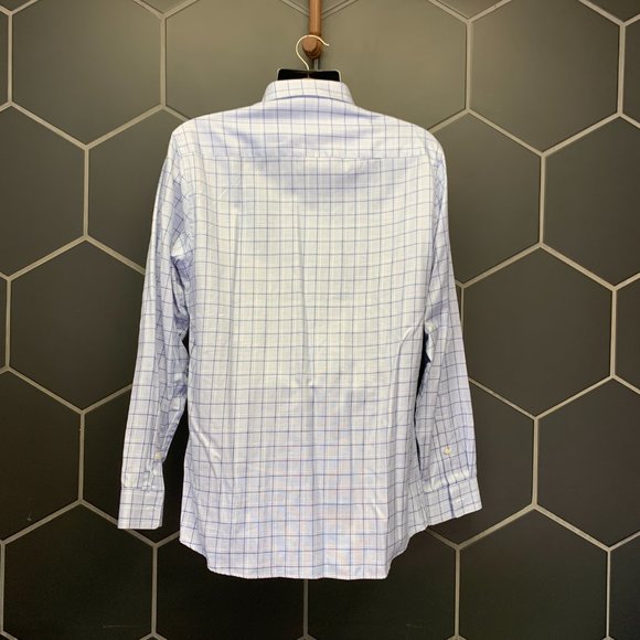 -Used! Mens Zara Checkered Light Blue Slim Fit Long Sleeve Button Up Size XL - Picture 3 of 4